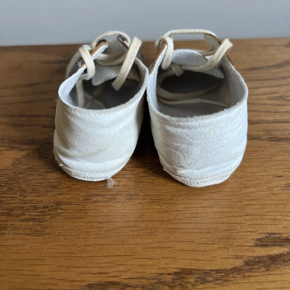 Vintage Mrs. Days Ideal Infant Saddle Shoes Sz 1 Soft Leather Brown White w/box